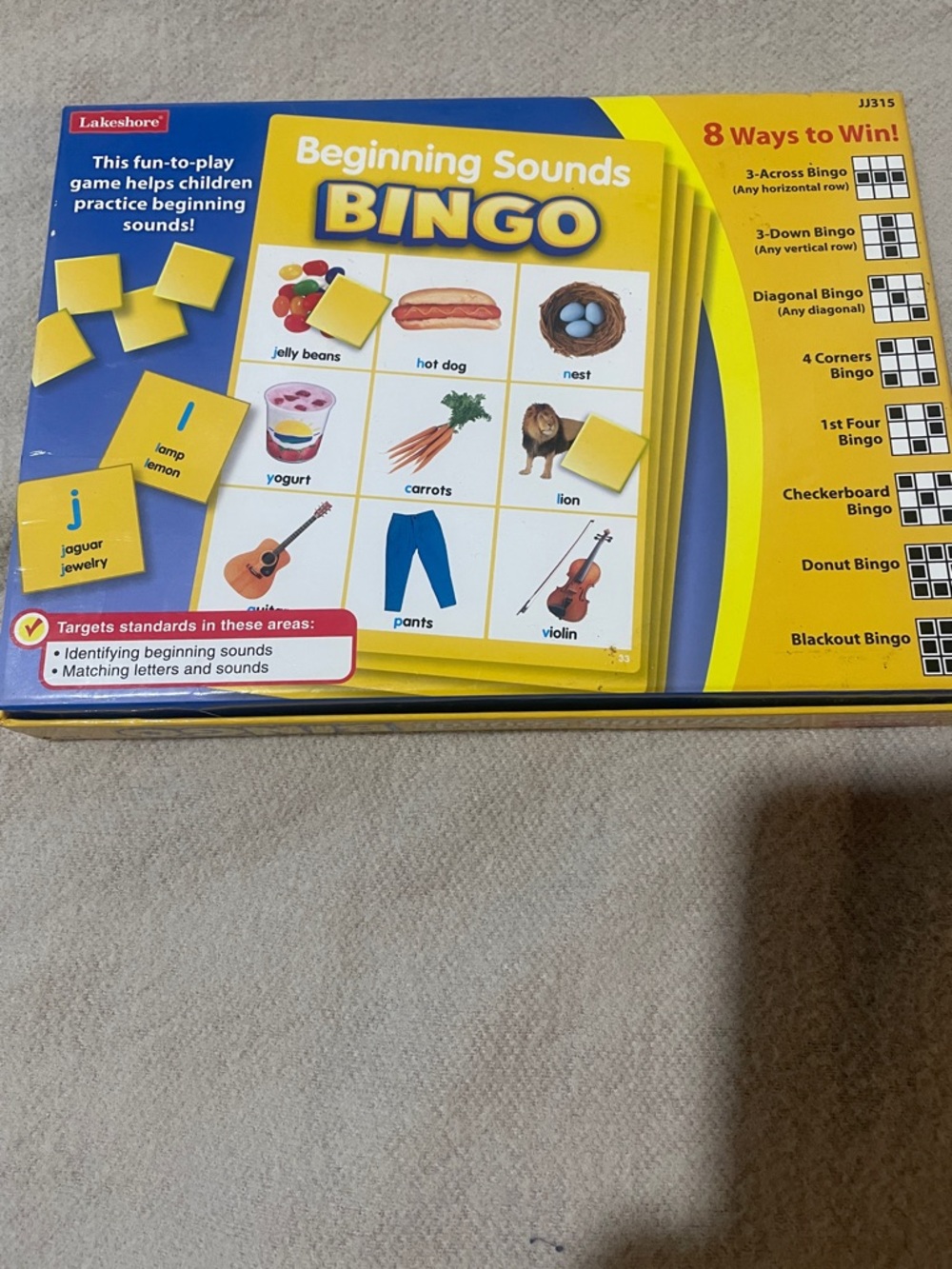 Beginning Sounds Bingo - Blue & Yellow - Picture 2 of 2